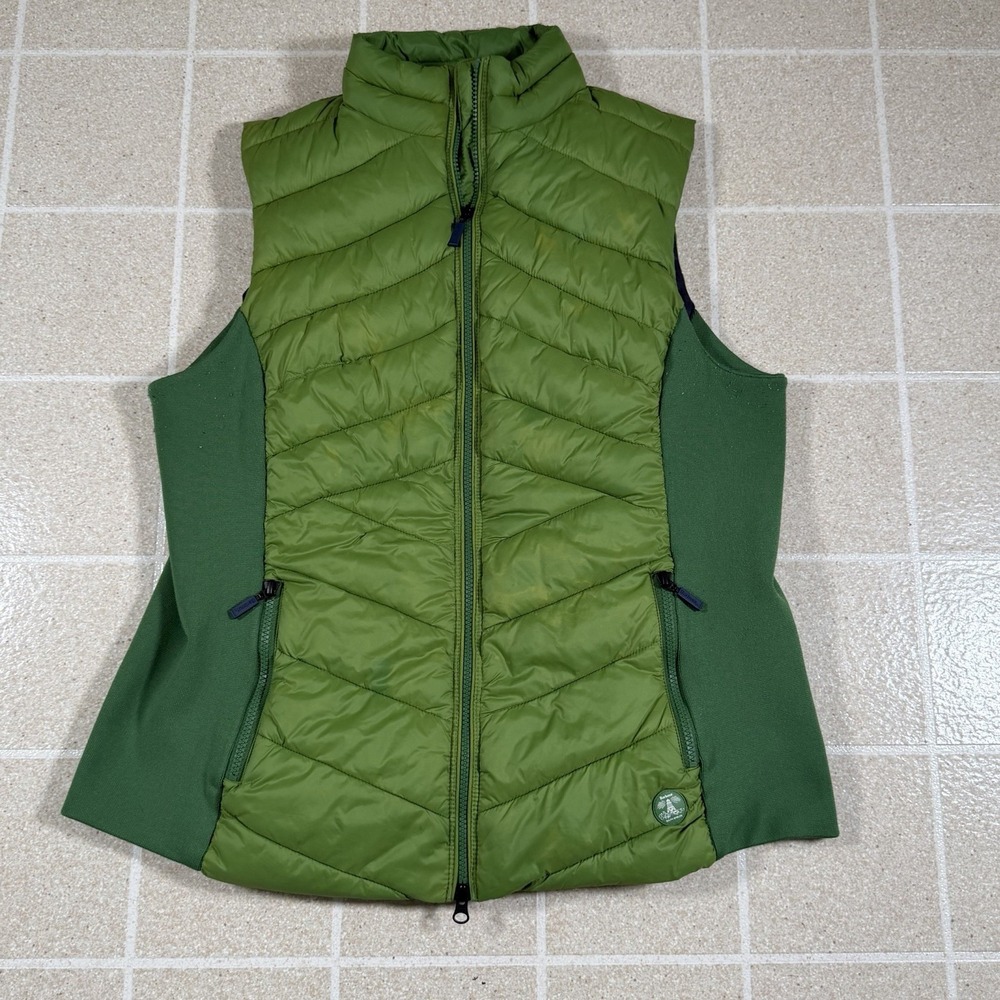 Barbour Pebble Gilet Green Puffer Vest Women's Size 14 Chevron Quilted Gorpcore